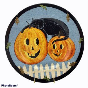 Vtg Pumpkin Dreams Halloween Plate Black Cat Warren Kimble for Sakura by Oneida